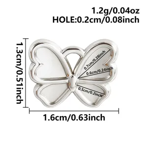 Colgante de mariposa 3D plateado liso galvanizado accesorios para hacer joyería DIY