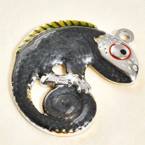 Colgante de camaleón de lagarto de metal para joyería DIY collar pulsera accesorios llavero.