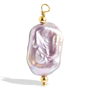 Natürliche Barock Süßwasser Perle Anhänger DIY Schmuck Zubehör goldene Metallteile Zubehör