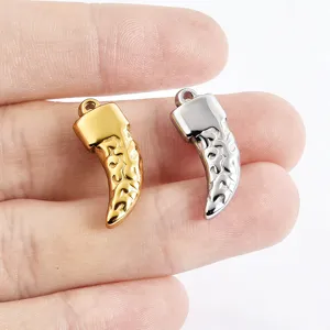 Großhandel Hip Hop Stil Metall Wolfszahn Horn Anhänger DIY Halskette Schmuck Zubehör