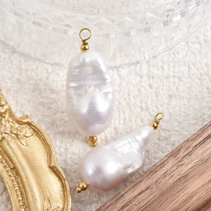 Irregular freshwater pearl pendant DIY jewelry handmade beaded bracelet necklace charm