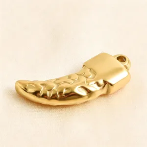 Goldener Wolfszahn Anhänger Detail, Hip-Hop Horn Halsketten Zubehör für DIY Schmuck.