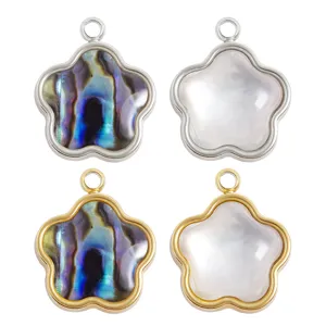 Stainless steel cloud shell pendant charms DIY jewelry accessories set of 4 pieces.