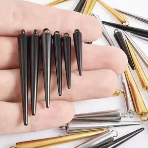 Stainless steel cone spike pendants with loop for DIY jewelry making necklaces and earrings.