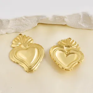 Ciondoli per gioielli DIY a cuore sacro placcato oro in acciaio inossidabile per collane bracciali