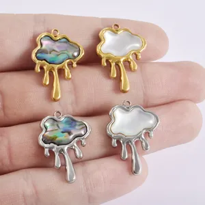 Stainless steel melting cloud pendant with abalone shell and mother of pearl for DIY jewelry details.