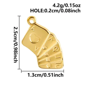 Goldene Poker Karte Anhänger Royal Flush Halskette DIY Schmuck Zubehör Hip Hop Stil