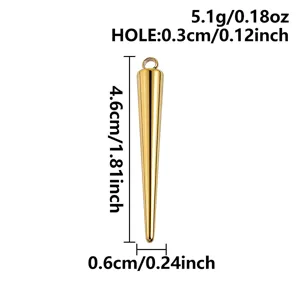 Stainless steel golden sharp cone pendant DIY jewelry making accessory with 4.6cm length.