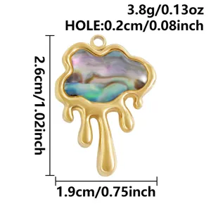 Gold Stainless Steel Abalone Shell Cloud Pendant DIY Jewelry Making Accessory Component