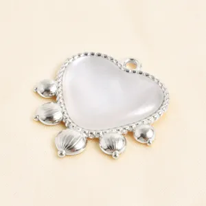 Colgante de corazón de acero inoxidable con concha y dijes de linterna para joyería DIY detalle