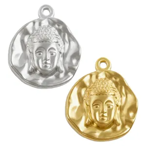 Ciondoli testa di Buddha in acciaio inossidabile argento e oro, ideali per fai da te.