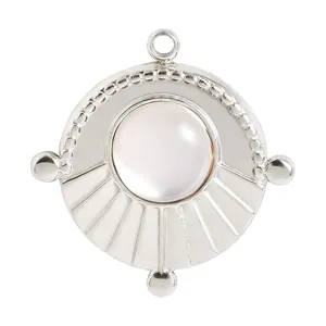 Edelstahl runder Anhänger DIY Schmuck Zubehör, silberner Charm für Halsketten Herstellung.