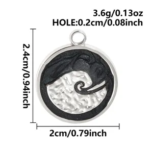 Pendentif rond en métal vague tendance pour bijoux faits main collier bracelet accessoires.