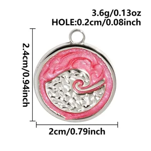Détail pendentif rond vague avec dimensions, accessoire de bijoux goutte d'huile.