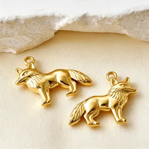 pendentifs renard animal 3d plaqué or 18k diy collier bracelet fournitures de bijoux