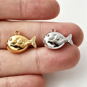 Pendentifs breloques poisson en métal 3D accessoires de bijoux DIY or et argent style mignon.