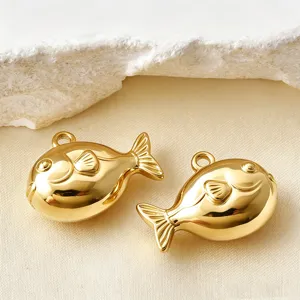 Pendentifs breloques poisson 3D plaques or pour fabrication bijoux collier bracelet accessoires