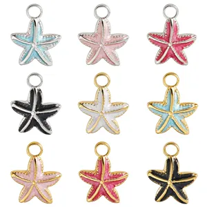Stainless Steel Starfish Enamel Pendant Colorful Marine Charm For DIY Jewelry Making Necklace Bracelet Earring Accessories
