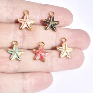 Enamel starfish charms pendant multi-color DIY jewelry making handmade accessories findings.