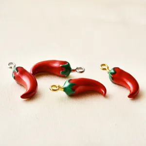 Roestvrij staal emaille rode chili peper bedels voor DIY sieraden maken ketting armband