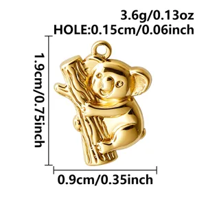 Pendentif Koala Mignon Plaqué Or 18K Accessoire de Bijoux DIY pour Collier Bracelet Boucles