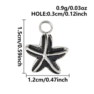 Silver drop oil starfish pendant DIY handmade jewelry accessory charm component 1.5cm