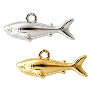 Pendentifs requin 3D argenté et doré pour colliers bracelets boucles d'oreilles DIY.