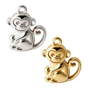 Charm pendentif singe en métal 3D argenté et doré pour la fabrication de bijoux DIY