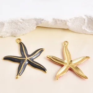 Détail de pendentif étoile de mer en métal, charm DIY bicolore pour colliers bracelets.