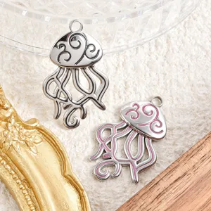 Colgante de medusa hueco elegante para joyería DIY, dije de metal de océano lindo.