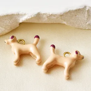 Schattige emaille hond bedels, roestvrij staal DIY sieraden accessoires, fijne cartoon hangers.