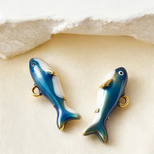 Blauwe geemailleerde vis bedels 316 roestvrij staal schattige dier sieraden DIY accessoires