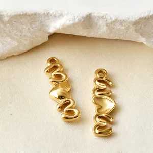 Gold metal heart letter pendant charm for DIY necklace bracelet jewelry making accessories