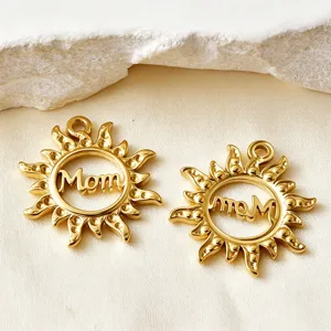 Gold sun mom pendant DIY jewelry accessories for handmade necklace and bracelet charms.