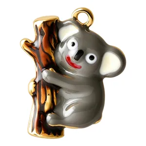 Roestvrij staal schattige koala druppelolie dier hanger voor DIY sieraden ketting accessoire