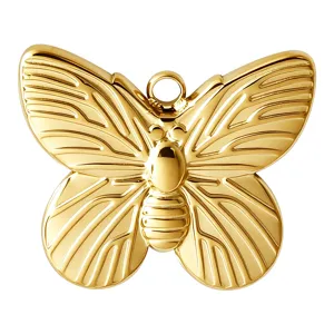 Gold butterfly pendant charm for DIY jewelry making, necklace and bracelet accessories.