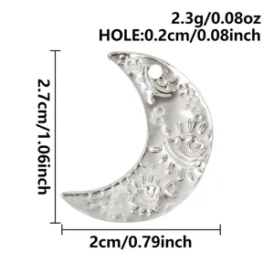 Retro silver moon evil eye charm pendant for DIY necklace bracelet jewelry making accessories