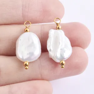 Baroque freshwater pearl pendant charm diy handmade jewelry accessory detailed display item