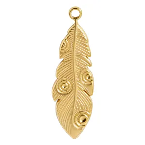 Goldfarbener Federn Anhänger Edelstahl Schmuck Detail für DIY Halsband Armband Gestaltung
