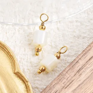 Natural pearl cylindrical bead wire wrapped pendant DIY handmade jewelry making charms accessories