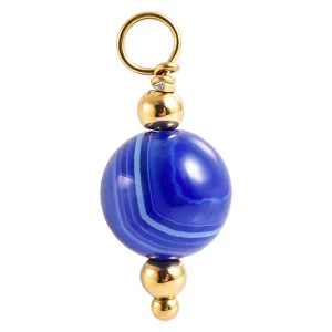 Blau Achat Edelstein Perle Anhänger Verbinder mit Gold Metall Zubehör für DIY Schmuck Haupt