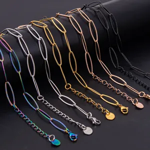 Chaînes de colliers en acier inoxydable aux couleurs variées, pièces de bijoux DIY durables.