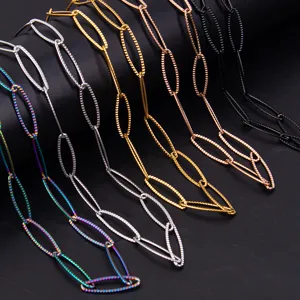 Chaine de collier en acier inoxydable maillons texturés accessoires de bijoux DIY