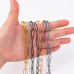 Chaine de collier en acier inoxydable accessoires de bijoux DIY multicolore tendance