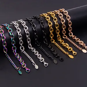 Collana con catena spessa in acciaio inossidabile accessori per gioielli DIY multicolore