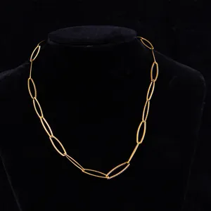 Magnifique chaîne en acier inoxydable collier couleur or 18k bijoux mode accessoire.