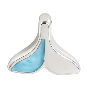Stainless steel whale tail pendant with blue enamel glitter, ideal for DIY jewelry making.