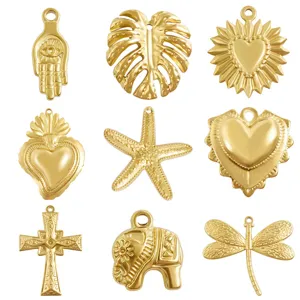 Ciondoli in acciaio inossidabile dorato charm accessori per gioielli DIY collana bracciale.