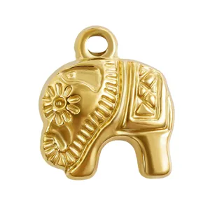 Ciondolo elefante in acciaio inossidabile placcato oro per creazione gioielli fai.