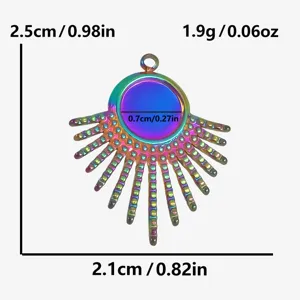 Rainbow stainless steel sunburst pendant charm for DIY jewelry making and stylish accessories.